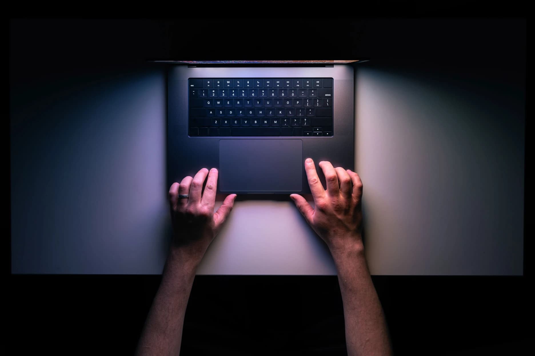 Hands at a laptop
